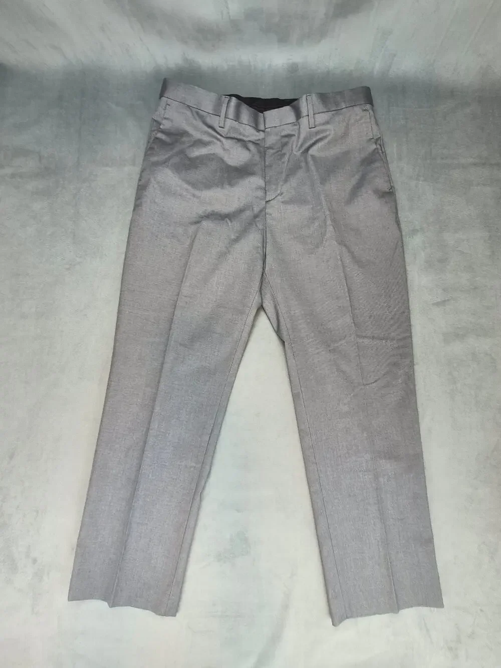Banana Republic Slim Non-Iron Dress Pant Mens Gray Geometric Patterned 36x30